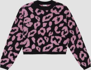 Flauschiger Strickpullover im Loose Fit mit Leo-Muster