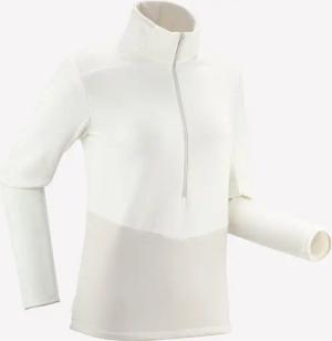 Fleecepullover Damen Brust-Reißverschluss Wandern - MH500 weiß