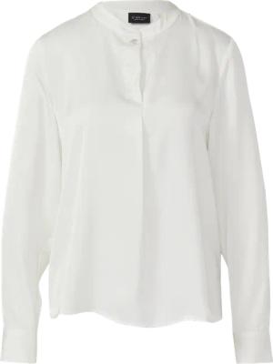 Fließende Langarm-Bluse mit Stehkragen und Zierknopf