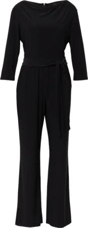 Fließender Jumpsuit mit Wasserfall-Ausschnitt und Bindegürtel