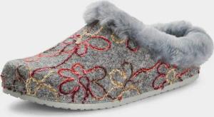 Flizpantoffeln mit Lammfellfutter - grau - Gr. 41 von Goldner Fashion