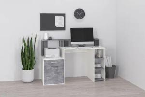 FMD Regal-Schreibtisch Bolton, Schreibtisch mit Stauraum und Ablage, offene Fächer, 138,5 cm breit