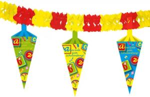 Folia Hängedekoration FOLAT Girlande Schulanfang mit 6 Schultüten bunt 4m