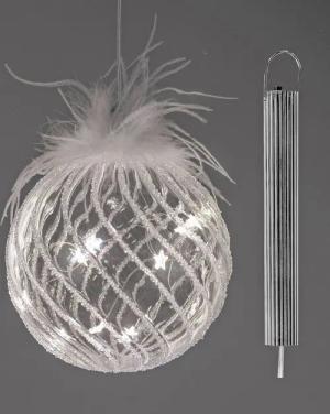 formano LED Dekolicht Weihnachtskugel LED mit Timer Glaskugel 12cm zum Hängen Hängedeko, LED fest integriert