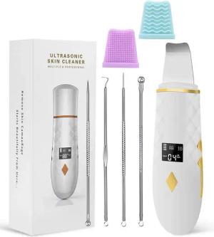 Forrlite Dermaroller Ultraschallpeelinggerät, Gesichtsspatel Tiefenreinigung, Ultraschall-Peeling Porenreiniger Akne-Entferner Ionen Hautreiniger, Pickel und Akne Entferner set, Mikrodermabrasionsgerät