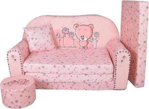 FORTISLINE Kindersitzgruppe Kindersofa Kindercouch Aufklappen Bettfunktion + Hocker W319