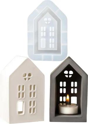FOUORTUNATE-BEE Silikonform 3d Häuser Kerzenhalter Silikonform Teelichter Kerzenhalterform, (Gießformen Hausharzformen Gips Beton Kerzenhalterform), Weihnachtsgeschenke Dekoratives Kunsthandwerk