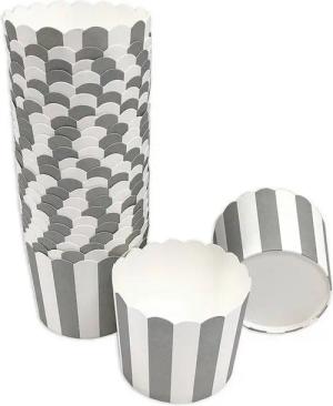 Frau WUNDERVoll Muffinform Muffin Backformen, groß Durchmesser 6,1 cm, grau-weiße Streifen, Höhe, (50-tlg)