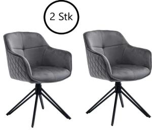 freiraum Armlehnstuhl Edith (2er-Set), aus Metall und Samtbezug in grau. Abmessungen (BxHxT) 59x82x62 cm