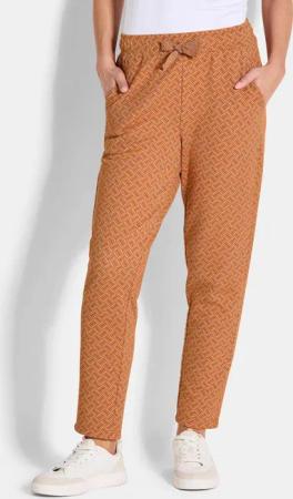 Freizeithose mit Glanz-Details - orange / gemustert - Gr. 48 von Goldner Fashion