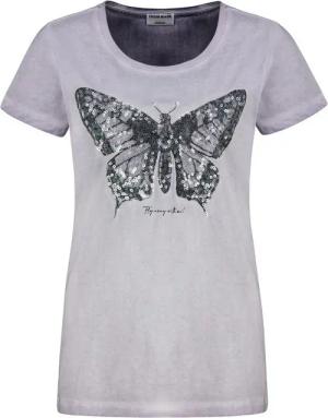 Fresh Made T-Shirt Glitzer-Schmetterling Design, Kurzarm, Rundhals Vintage Butterfly Shirt
