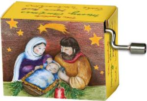 Fridolin Spieluhr Kurbel-Spieldose Spieluhr Melodie "Stille Nacht" Weihnachten Krippe, (Set, 1-tlg), montiert auf Resonanzboden