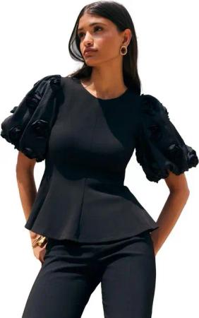 Friends Like These Kurzarmbluse Friends Like These Top mit Schößchen, Puffärmeln (1-tlg)