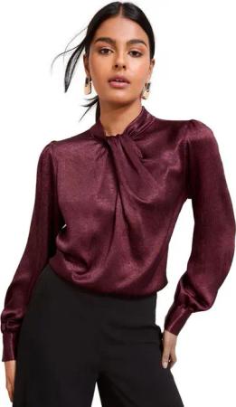 Friends Like These Langarmbluse Friends Like These Satin-Bluse mit Twist-Detail (1-tlg)