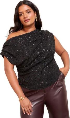 Friends Like These Paillettenshirt Friends Like These Asymmetrisches Top, Curve (1-tlg)