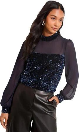 Friends Like These Paillettenshirt Friends Like These Bluse mit Stehkragen (1-tlg)