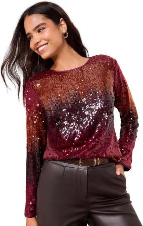 Friends Like These Paillettenshirt Friends Like These Langärmelige Paillettenbluse (1-tlg)