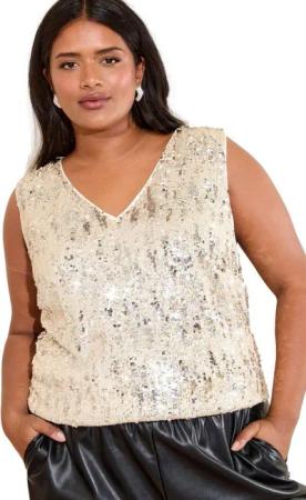 Friends Like These Paillettenshirt Friends Like These Pailletten-Trägertop, Curve (1-tlg)