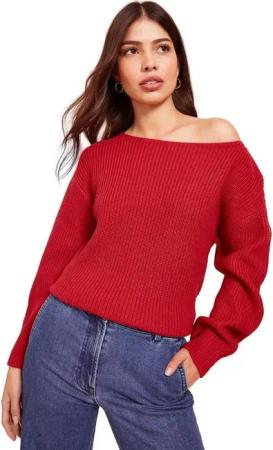 Friends Like These Strickpullover Friends Like These Schulterfreier Pullover Regular (1-tlg)