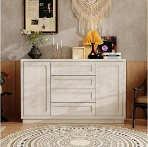 FUFU&GAGA Sideboard mit 4 Schubladen, 2 Türen und 4 Fächern