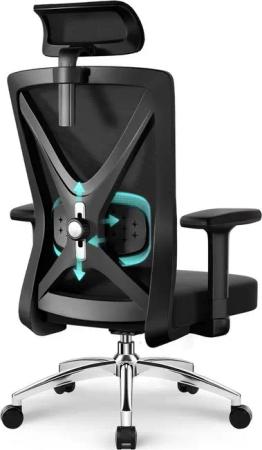 Fukstern Bürostuhl Ergonomischer Bürostuhl,Schreibtischstuhl mit Rückenlehnen (Vertikal und horizontal verstellbare Lendenstütze,höhenverstellbar und neigbar 135° Drehstuhl,Drehbare und höhenverstellbarer Kopfstütze,Schreibstuhl), Bis 200 kg,hochelastisch