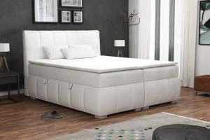 Fun Möbel Boxbett Schlafzimmerbett VINCENZA in Kunstleder Weiß (inkl. Bettkasten, 1-St., inkl. Kaltschaumtopper)