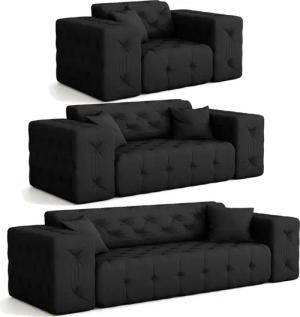 Fun Möbel Polstergarnitur Sofaset Designersofa CHANTAL 3-2-1 in Stoff Opera Velvet, (Sofaset Designersofa CHANTAL 3-2-1 in Stoff Opera Velvet)