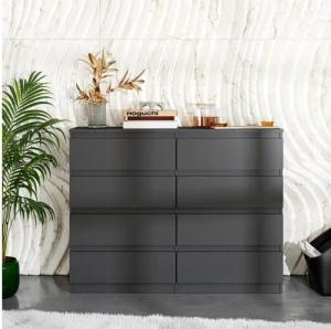 Furnica Kommode Sideboard mit 8 Schubladen Anthrazit Grau/Graphit B120cm H92cm T33cm