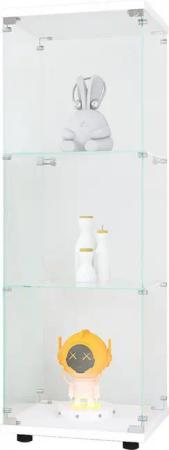 FUROKOY Glasvitrine Standvitrine, Modern Glas Vitrinenschrank (3 Lagen Glasvitrine mit 1 Glastür, Sammlervitrine, für Sammlerstücke Bücher Wein)