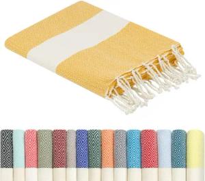 furora HOLIDAY Strandtuch groß 100x200 cm Strand Tuch, aus Baumwolle, Hamamtuch Badetuch, leicht, lang, dünn & kompakt