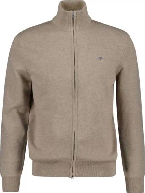 Gant Cardigan "CASUAL COTTON ZIP CARDIGAN" Mit Rippbündchen an Stehkragen, Ärmeln und Saum