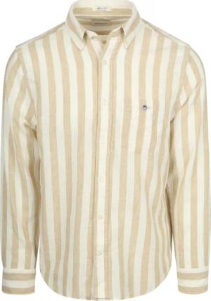 Gant Cotton Linen Hemd Stripe Beige - Größe 3XL