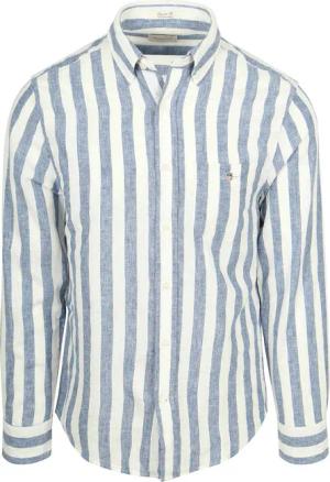 Gant Cotton Linen Hemd Stripe Blau - Größe L