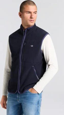 Gant Fleeceweste Stehkragen, Brusttasche mit Logo-Stickerei