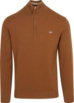 Gant Half Zip Pullover Lambswool Braun - Größe XXL