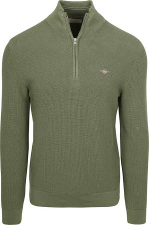 Gant Half Zip Pullover Micro Textured Grün - Größe XL