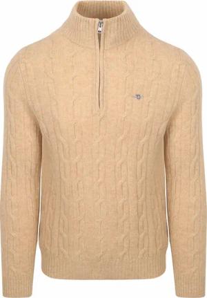 Gant Halfzip Lammwollpullover Cable Beige - Größe XXL