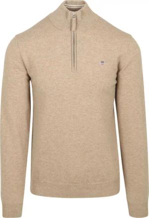 Gant Halfzip-Wollpullover Logo Beige - Größe XXL