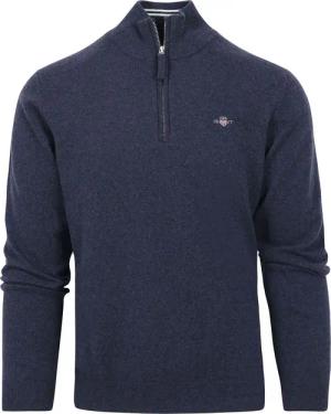 Gant Halfzip-Wollpullover Melange Blau - Größe XXL