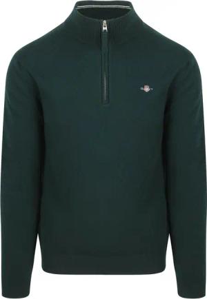 Gant Halfzip-Wollpullover mit Logo Grün - Größe L