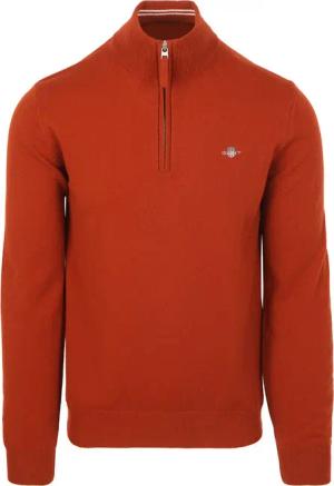 Gant Halfzip-Wollpullover mit Logo Rust - Größe M