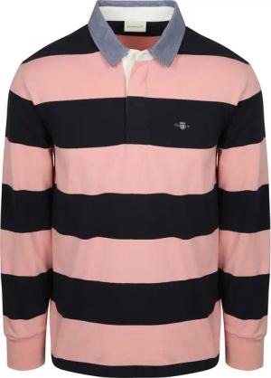 Gant Heavy Rugger Shield Poloshirt Streifen Navy Rosa - Größe XXL