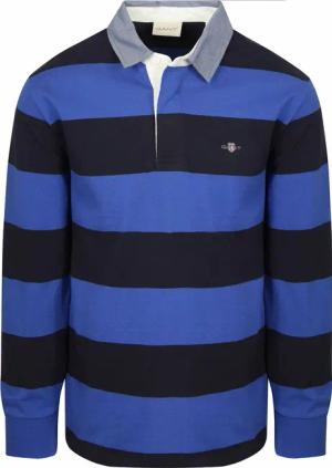 Gant Heavy Rugger Shield Poloshirt Streifen Navy Royal Blue - Größe XXL