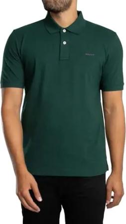GANT Herren Normales, Kontrastierendes Piqué-Poloshirt, Tartan Green, XXL
