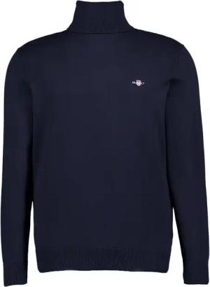 Gant Herren Rollkragenpullover blau Baumwolle unifarben