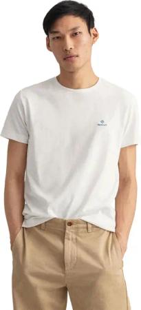 Gant | Herren T-Shirt mit Rundhalsausschnitt Kontrast Logo - Weiß