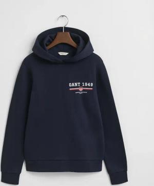 Gant Hoodie "REG GRAPHIC HOODIE", gerippte Abschlüsse, Kapuze ohne Kordel