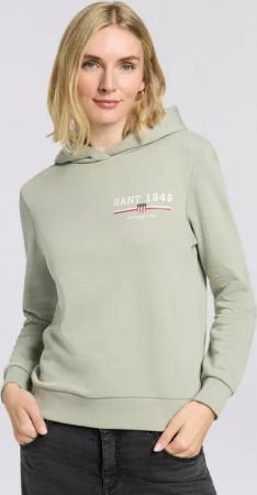 Gant Hoodie REG GRAPHIC HOODIE gerippte Abschlüsse, Kapuze ohne Kordel