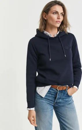 Gant Hoodie "REG TONAL SHIELD HOODIE", Ton in Ton Stickerei, Rippbündchen
