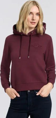 Gant Hoodie "REG TONAL SHIELD HOODIE", Ton in Ton Stickerei, Rippbündchen